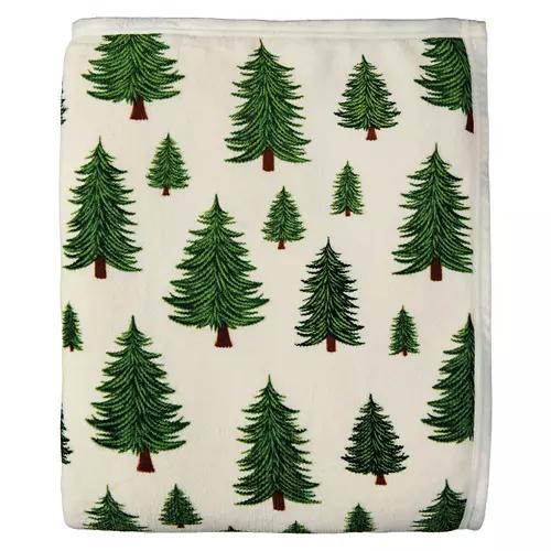 50" x 60" Super Soft Velvet Plush Sherpa Throw, Trees