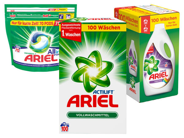 Ariel Waschmittel Pulver 6,5 kg, Gel 2x 2,75 l oder Pods 70 Stk.