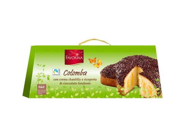 Colomba With Chantilly Cream and Dark Chocolate