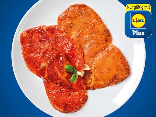 Frische Karree- oder Schopfsteaks mariniert