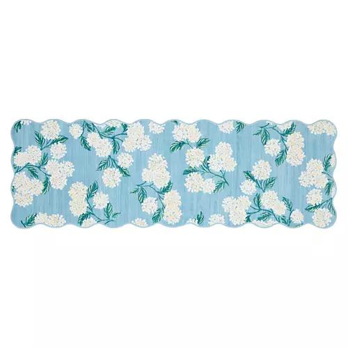 2' x 6' Washable Scalloped Runner - Hydrangeas