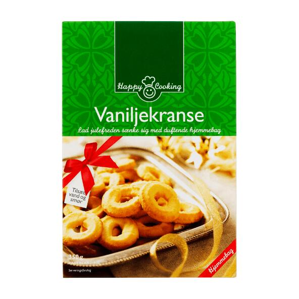 HAPPY COOKING/ VALSEMØLLEN 	 				Vaniljekranse, pebernøddemix eller kagehvedemel