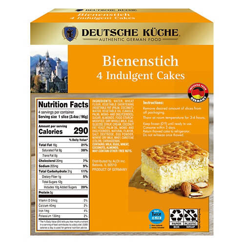 Bienenstich Indulgent Cakes, 4 count