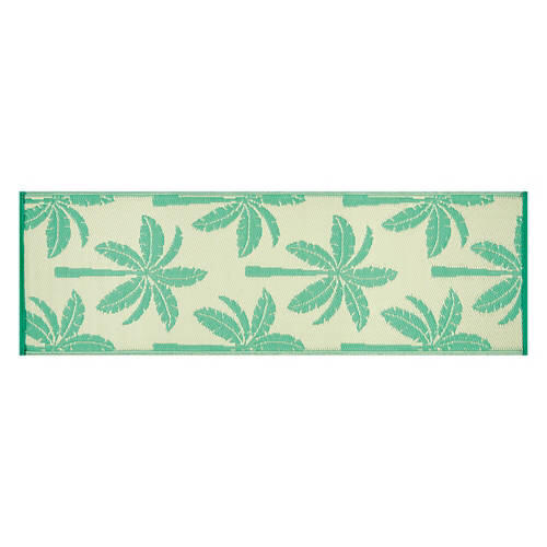 2' x 6' Reversible Indoor/Outdoor Runner - Teal Palm Tree