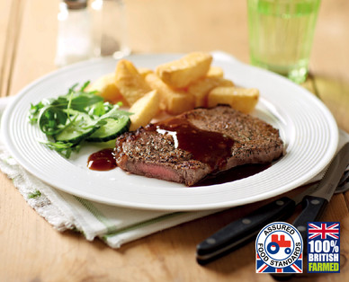 British 21 Day Wet Aged Sirloin Steaks with Red Wine and Shallot Sauce