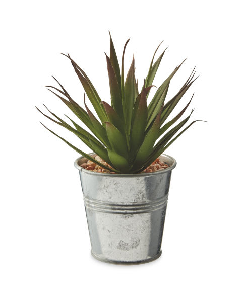 Artificial Agave Plant Metal Pot