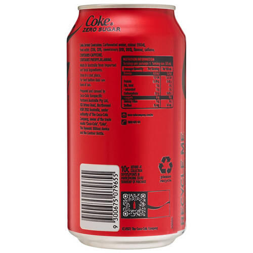 Coke No Sugar 36 Pack 375ml