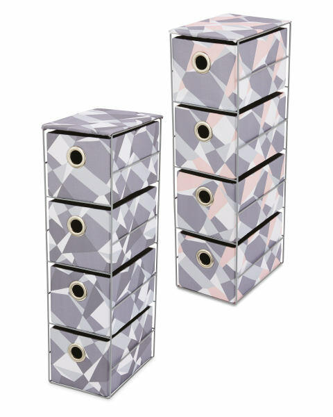 4 Drawer Grey Marble Storage Unit