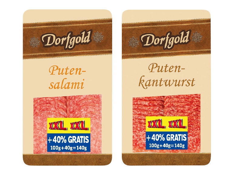 DORFGOLD Putenrohwurst 100 g + 40 g gratis