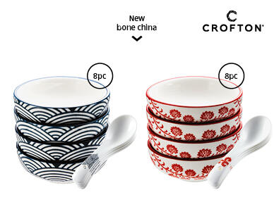 Assorted Asian Inspired Tableware - Cups, Serving Plates or Spoons and Dipping Bowls Set