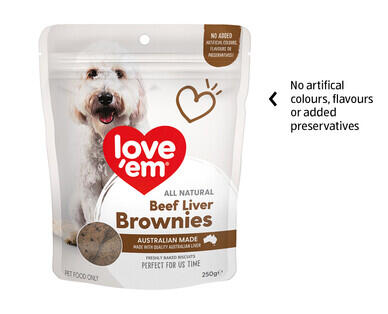 Love 'Em Beef Liver Brownies Dog Treats 250g