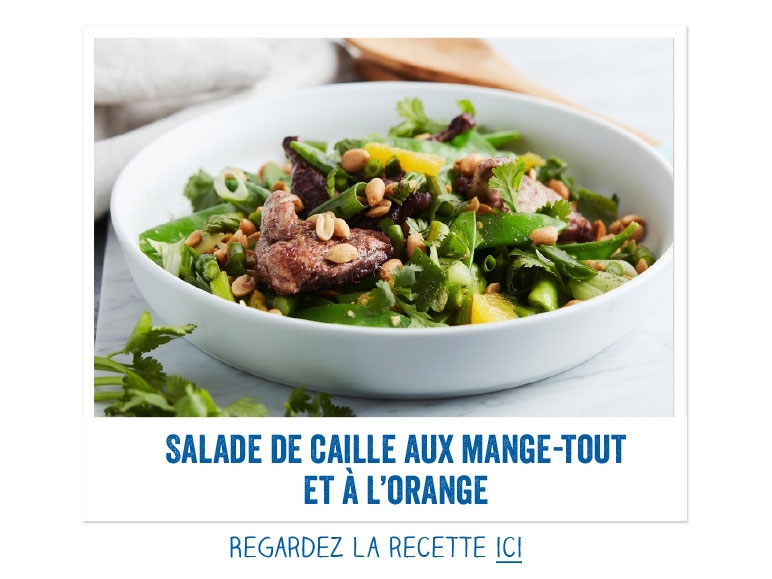 Salade de caille aux mange-tout et à l'orange
