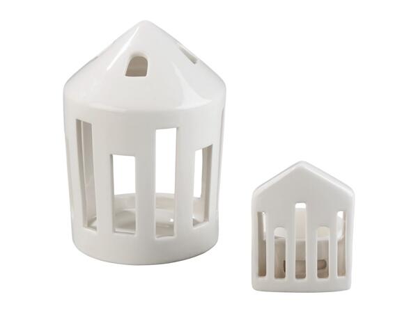 Porcelain Tealight Holder Set or Decorative Christmas Trees, 2 pieces