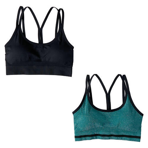 2 Pack Seamless Fitness Bra - Green/Black, L