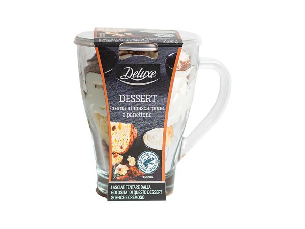 Dessert with mascarpone cream and panettone