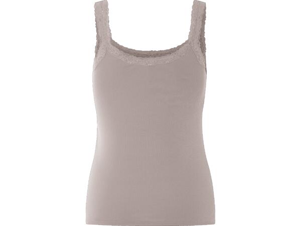 Ladies' ribbed vest tops with lace, 3 pieces