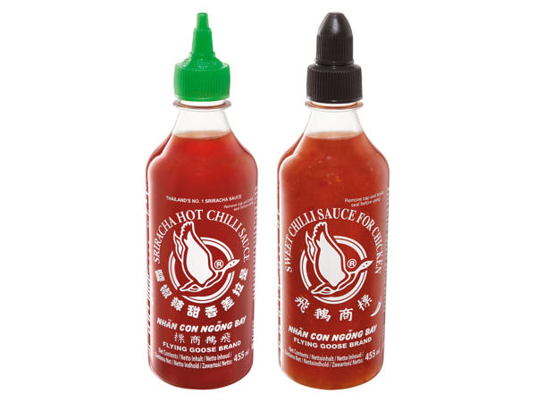 FLYING GOOSE Sriracha Hot Chili Sauce oder Sweet Chili Sauce