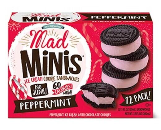 Mad Minis Peppermint Ice Cream Cookie Sandwiches - Aldi — USA ...