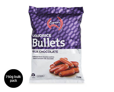 Capricorn Milk Chocolate Coated Liquorice Bullets 750g