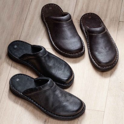 Pantoufles en cuir pour hommes