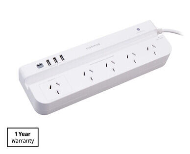 5-Outlet Powerboard with Built-in Tablet Holder