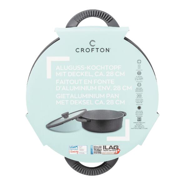 CROFTON(R) 				Poêle en fonte d'aluminium avec couvercle, 28 cm