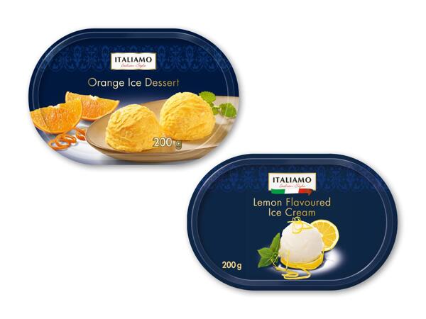 Siciliansk citronis eller appelsinsorbet