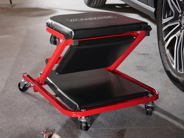 Chariot à roulettes et tabouret de garage 2 en 1