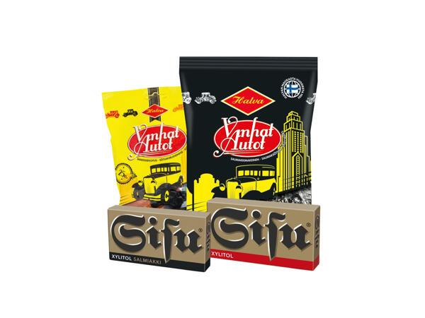 Halva godisbilar/ Sisu lakritspastiller