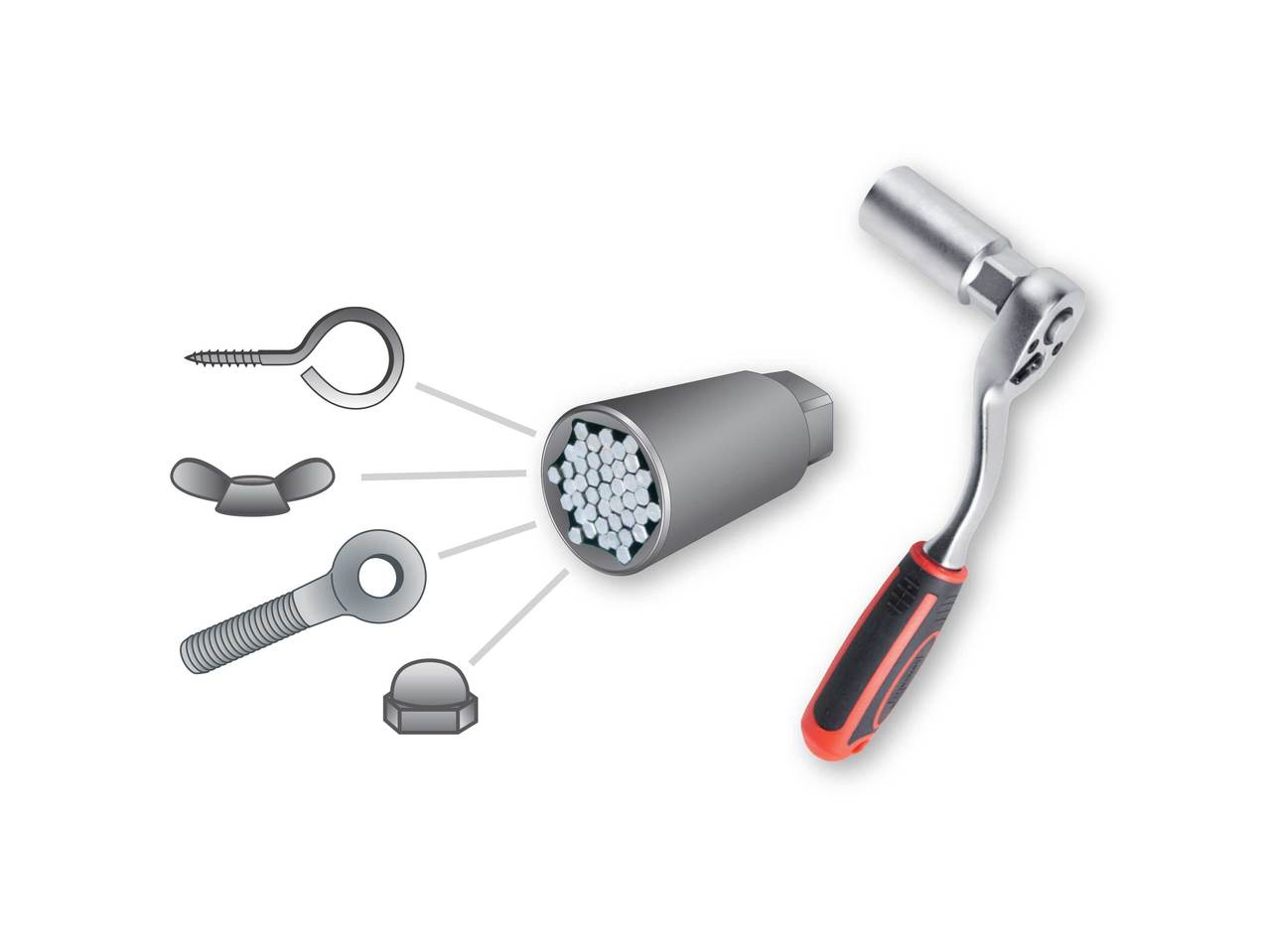 Ratchet with Universal Socket