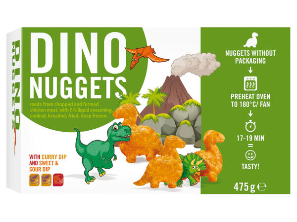 Dinosaur-shaped chicken nuggets