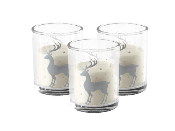 Miniblockljus i glas, 3-pack