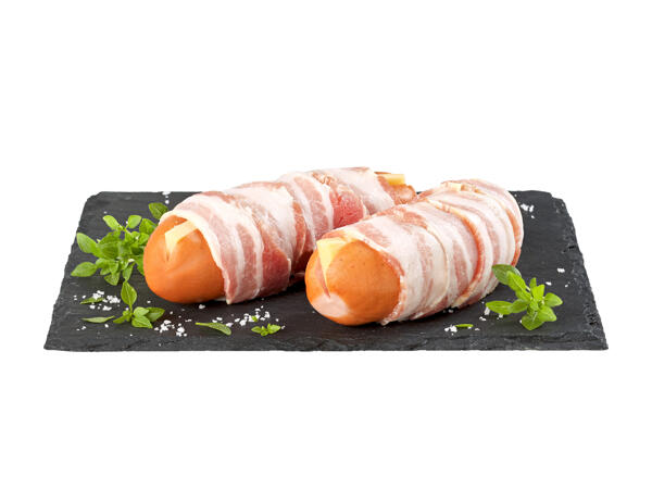 Cervelas au lard et au fromage