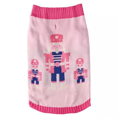 Pet Christmas Sweater - Pink Nutcracker, XS