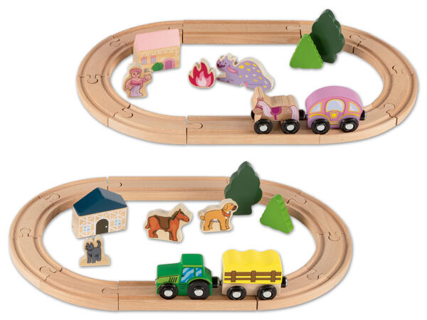 Holz Bahn-Set, 18-teilig