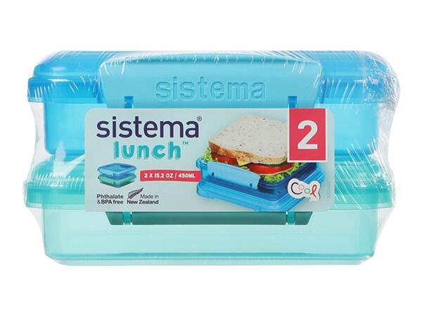 Sistema 450ml Sandwich Box - 2 Pack