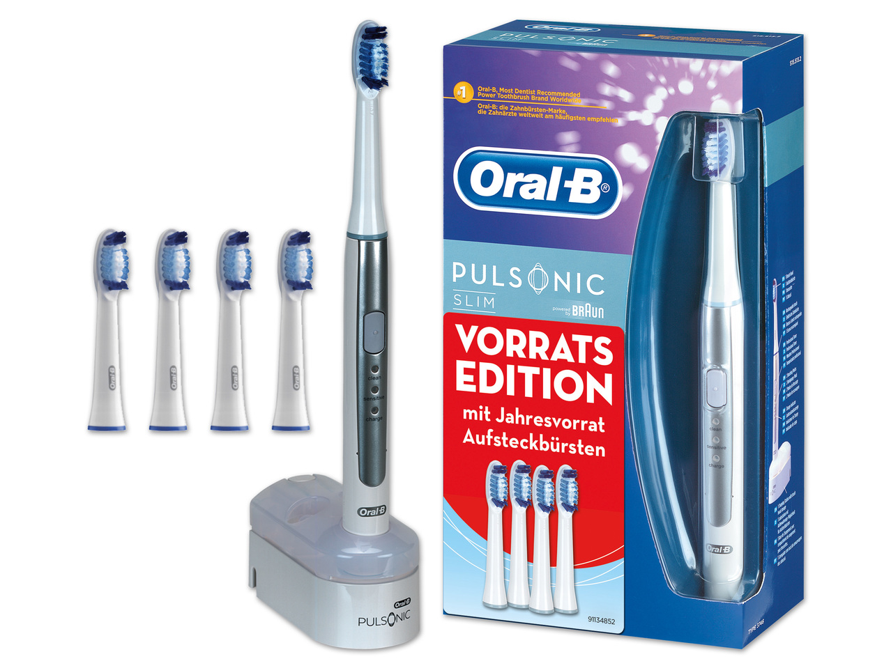 ORAL B(R) Oral-B Pulsonic Slim Schallzahnbürste Sonderpack mit +5 Zusatz-Aufsteckbürsten