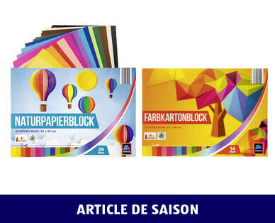BLOC DE PAPIER NATUREL/ CARTONNÉ DE COULEUR