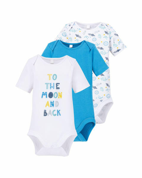 Blue/White Baby Bodysuit 3 Pack