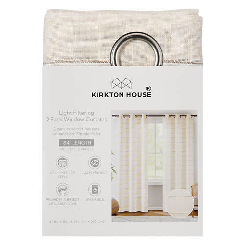 37" X 84" Sheer Curtain Pair - Oatmeal Stripe, 2 pack