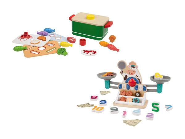 Accessoires de cuisine pour jeux de motricité en bois