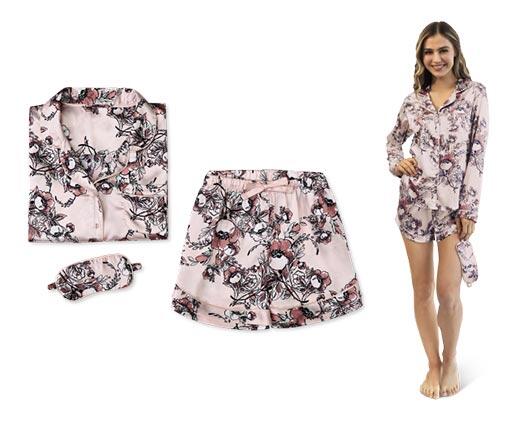 Serra 
 Ladies' 3-Piece Satin Sleepwear Set
