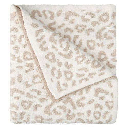 50" x 70" Ultra Cozy Knit Throw, Cream Leopard