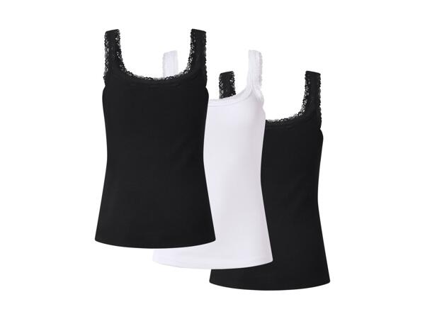 Ladies' Ribbed Vest Top with Lace