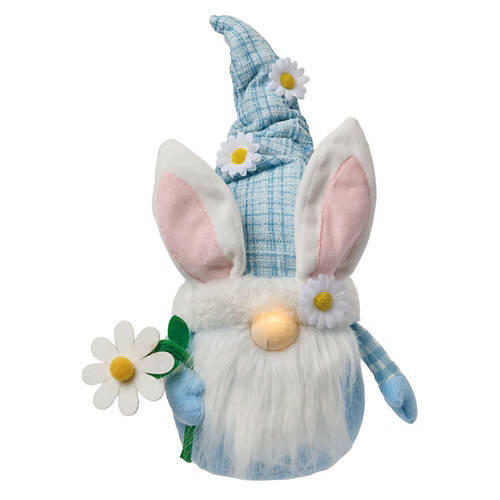 16" Tall LED Bunny Gnome - Daisy