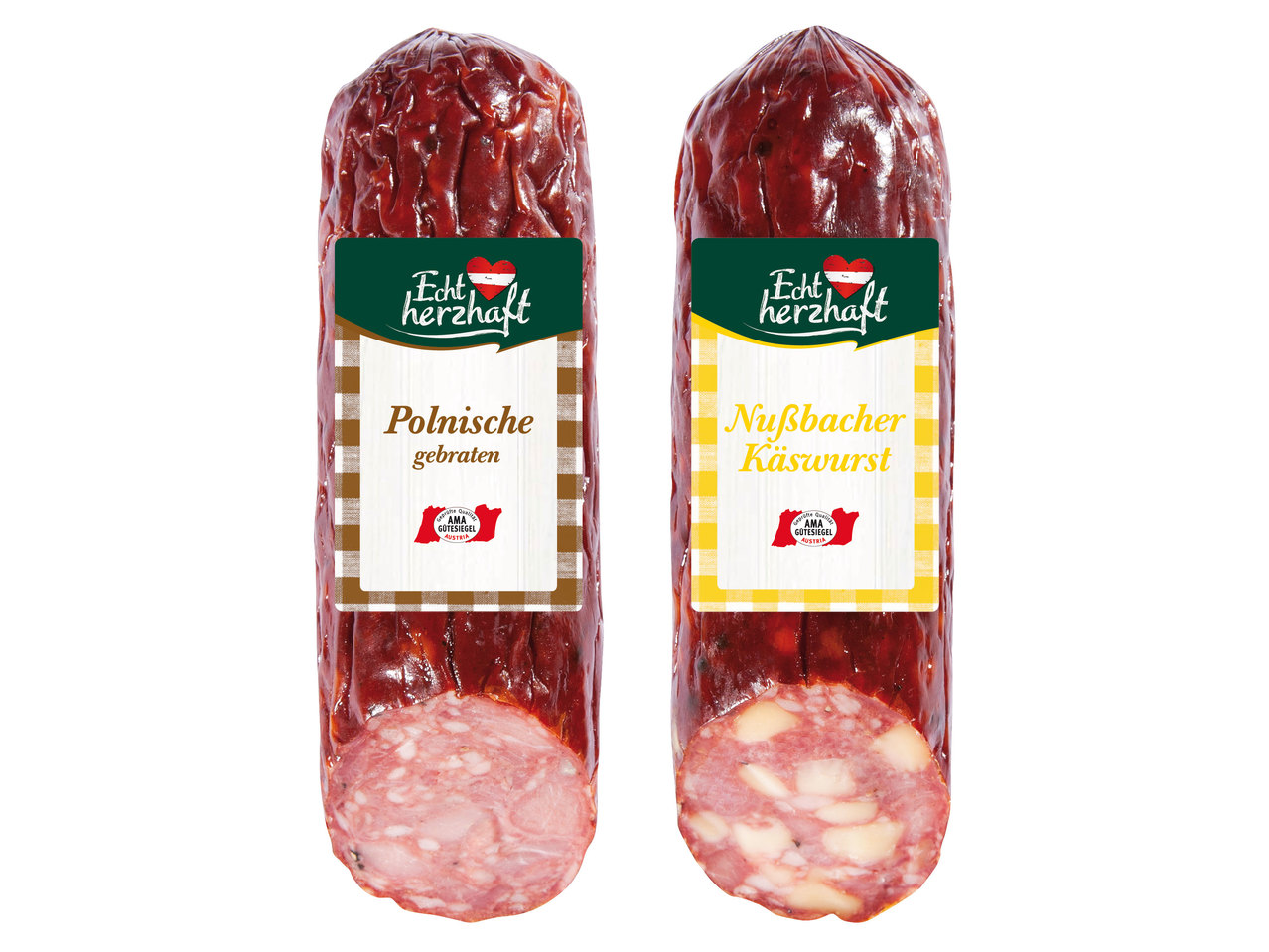ECHT HERZHAFT Polnische gebraten oder Nußbacher Käswurst