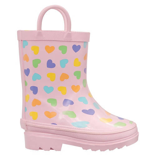 Toddler Warm Lined Rain Boots - Heart, 11/12