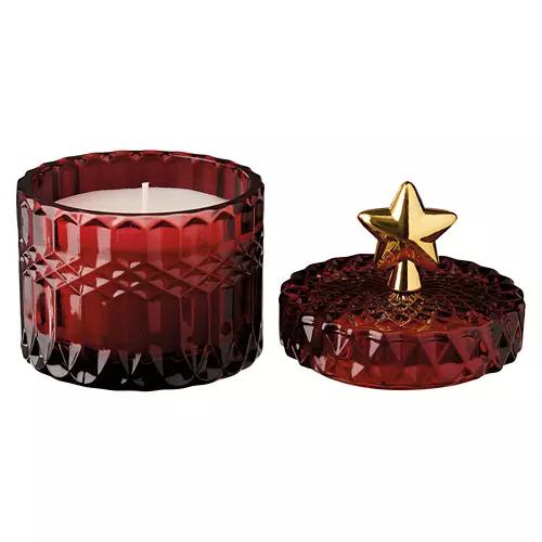 Holiday Glass Jar with Figurine Candle - Berry Cake, Red