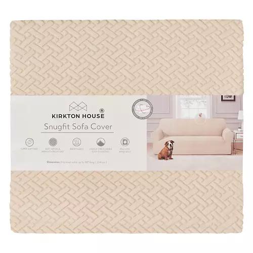 88" Long Snugfit Sofa Cover, Beige