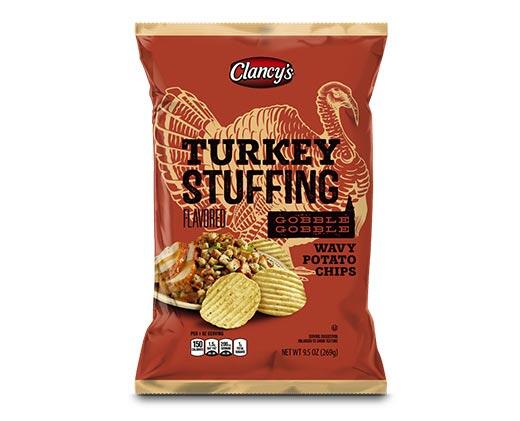 Clancy's 
 Turkey & Stuffing or Garlic Mashed Potato Wavy Potato Chips